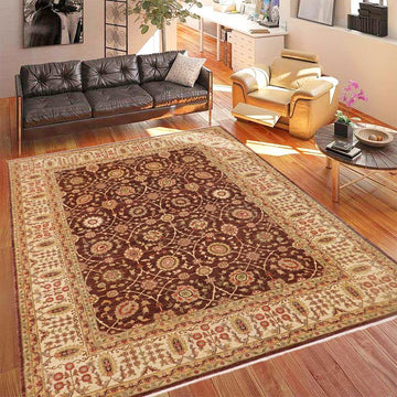 handmade Traditional Kafkaz Chobi Ziegler Brown Beige Hand Knotted RECTANGLE 100% WOOL area rug 9 x 12